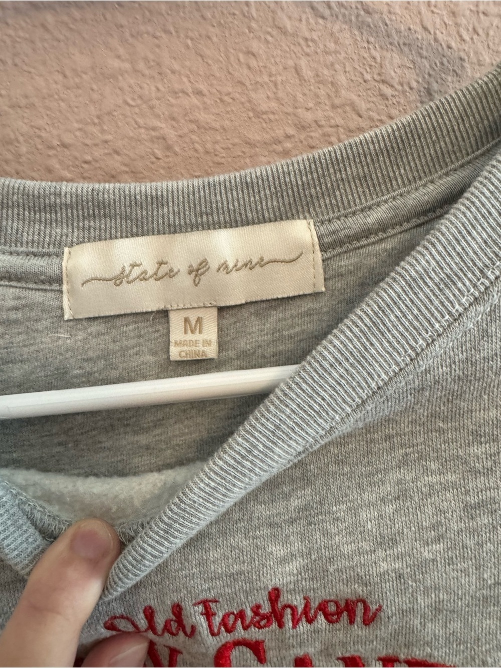 State of Mine Gray Candy Cane Embroidered Christmas Sweatshirt - Picture 3 of 4